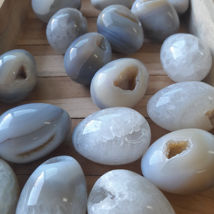 Agaat Eieren met Druzy – Brazilië – Set van 3