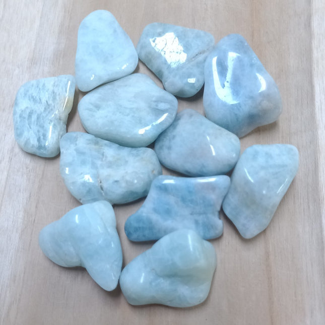 Aquamarijn trommelstenen per 250 gram