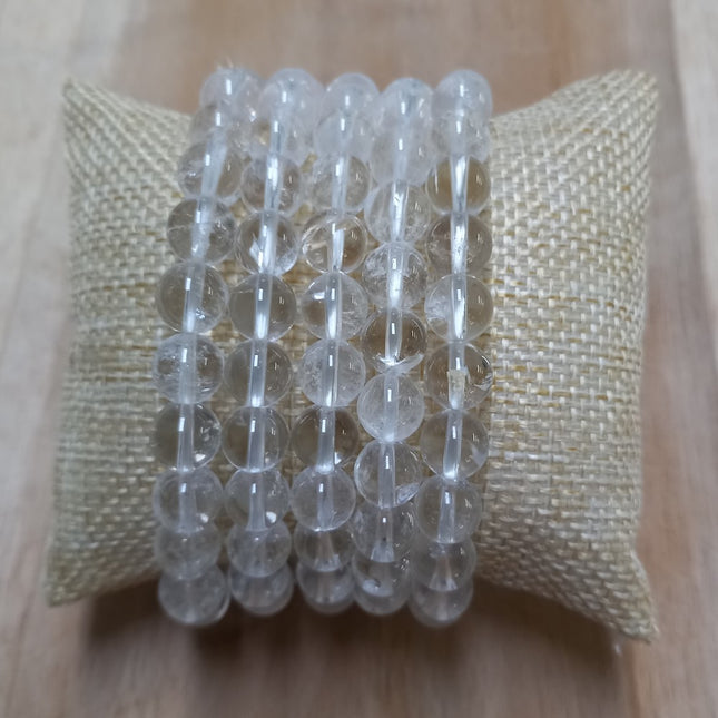 Bergkristal kralen armband 8 mm.