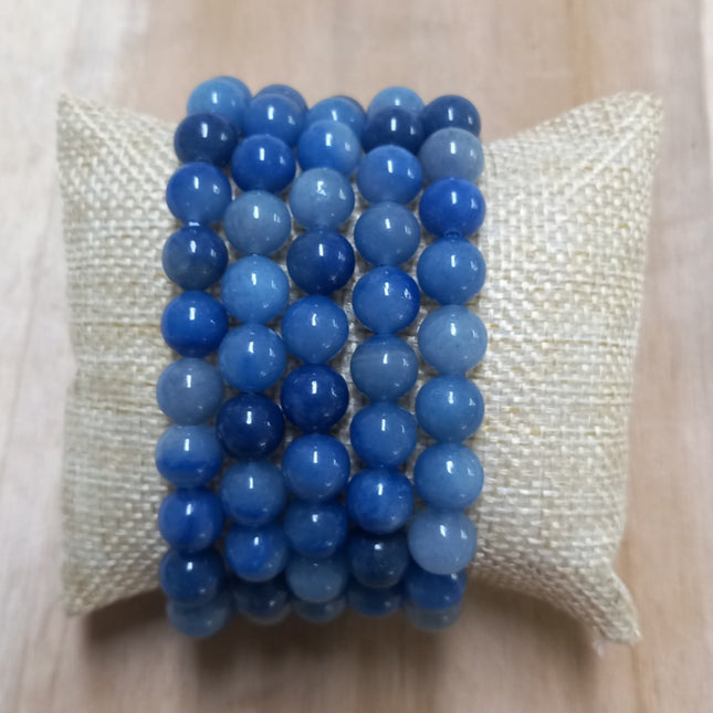 Blauwe kwarts kralen armband 8 mm.