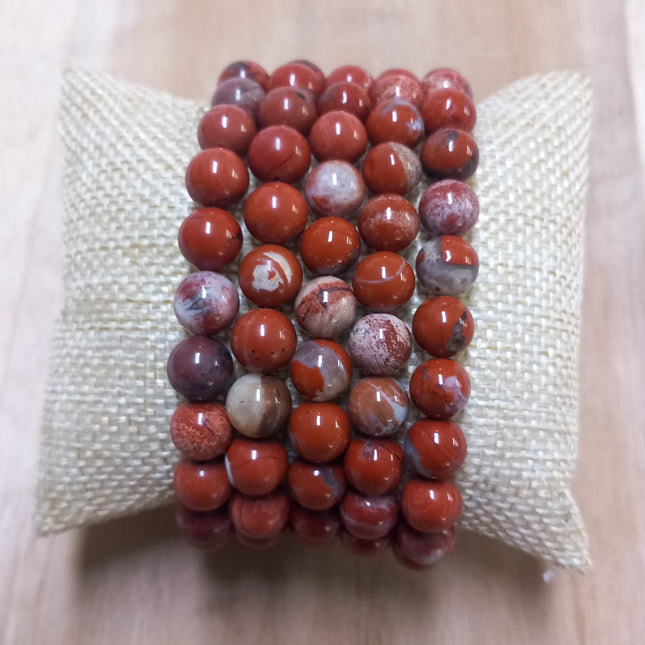 Brecciated jaspis kralen armband 8 mm.