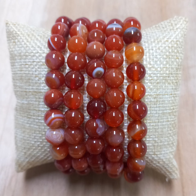 Carneool/rode agaat armband kralen 8 mm.