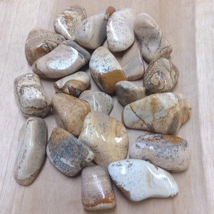 Landschaps jaspis trommelstenen per 250 gram