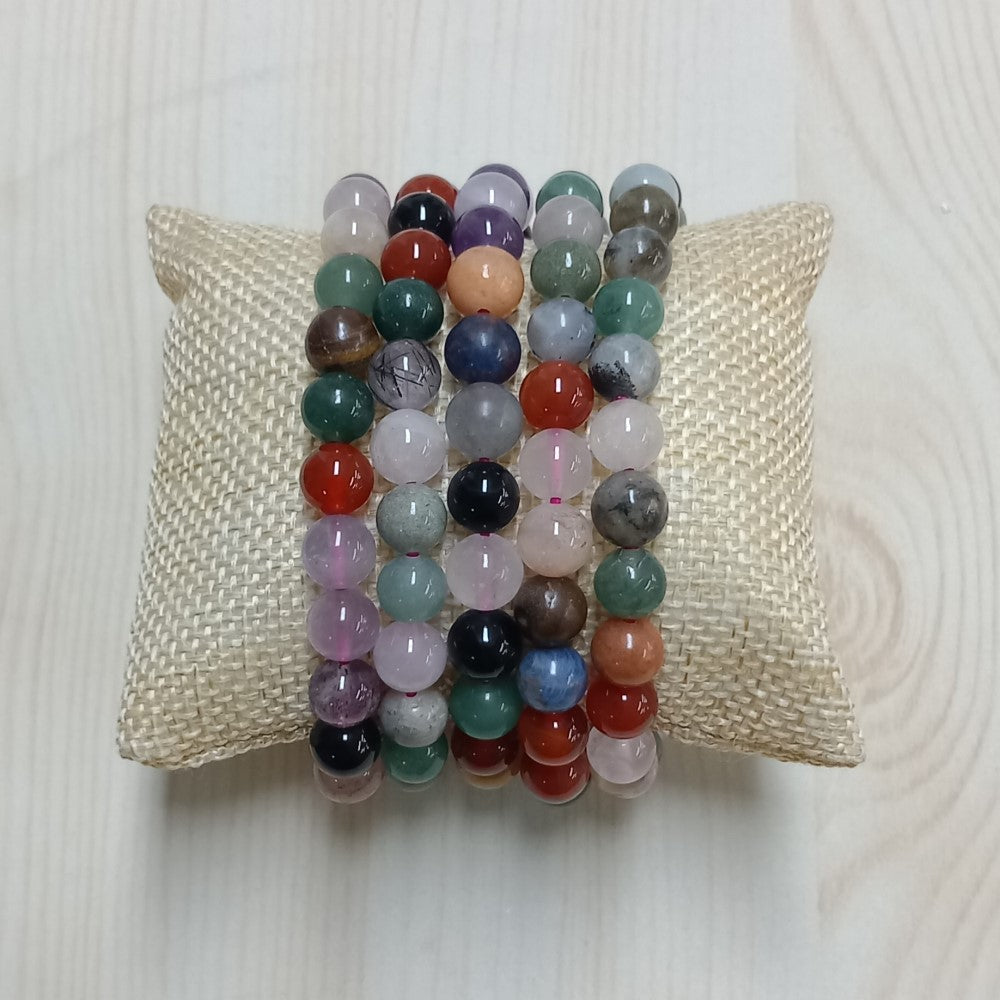 Mix edelstenen kralen armband 8 mm