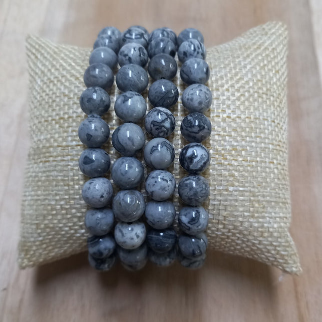 Picasso jaspis kralen armband 8 mm.