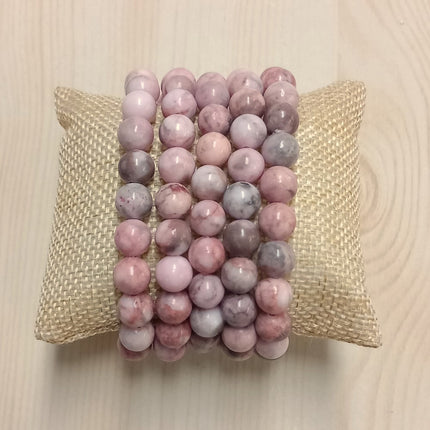Roze zebra jaspis kralen armband 8 mm.
