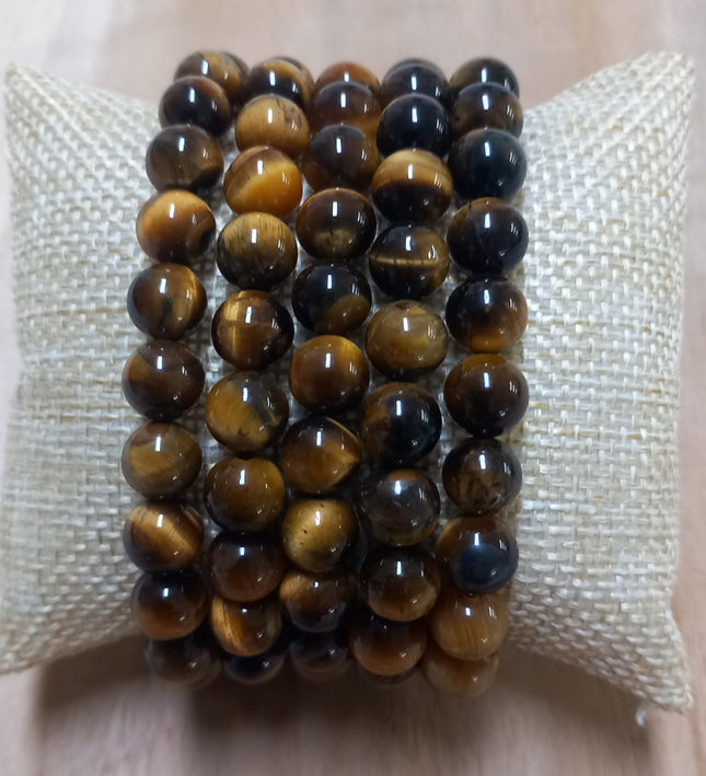 Tijgeroog Armband 8 mm (Goud)